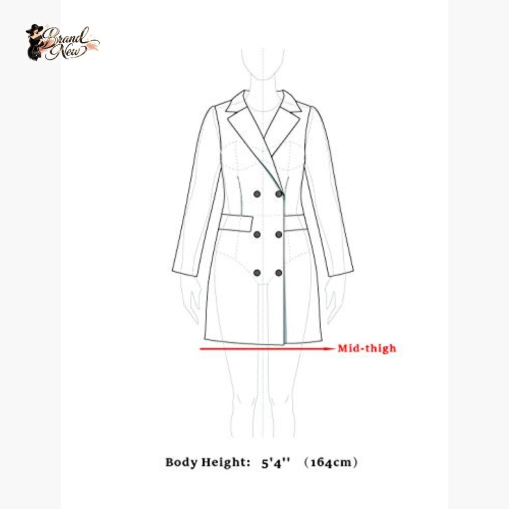 Polyester Double Breasted Trench Coat Notched Lap… - image 6